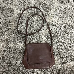 Nine West Brown Leather Crossbody Flap Purse 2000s Y2k Vintage